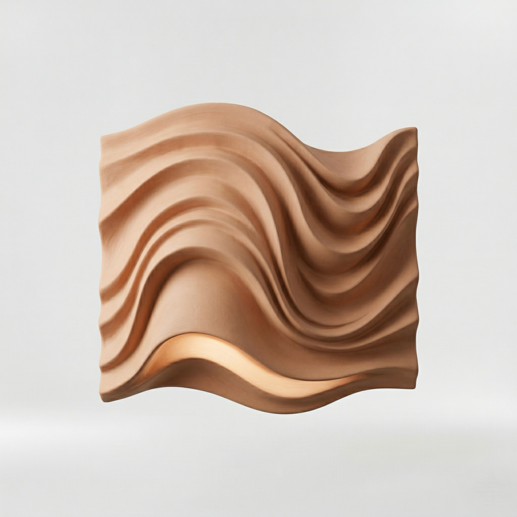 Modern Sculptural Wave Wall Light in Warm Wood Finish