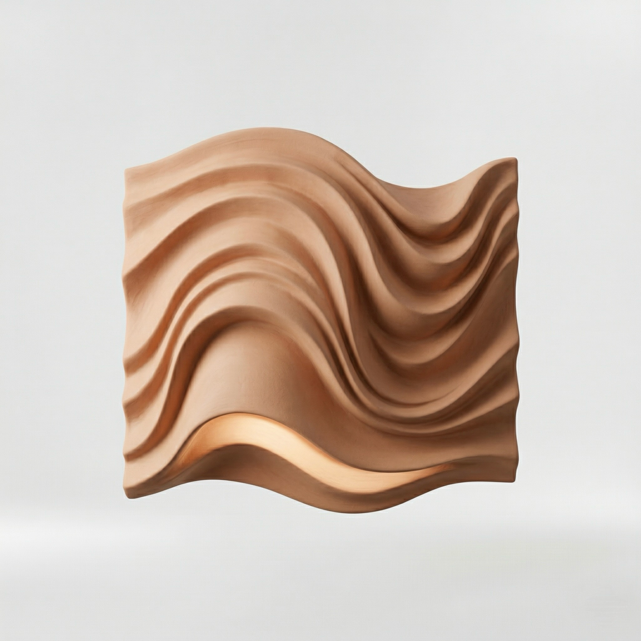 Modern Sculptural Wave Wall Light in Warm Wood Finish