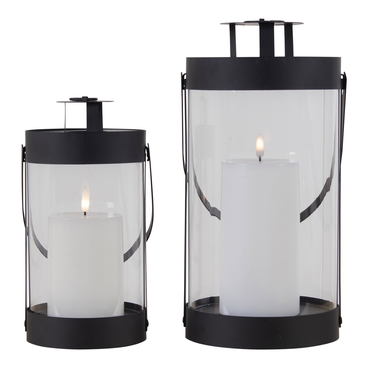 Bondi-lantaarns - Zwart, staal/glas - Set van 2