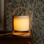 River lichtbruine houten oplaadbare lamp