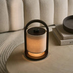 River donkerbruine houten oplaadbare lamp