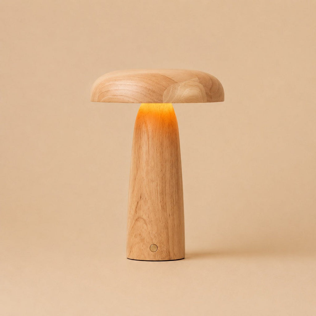 Lennart Lichtbruine houten oplaadbare tafellamp