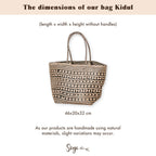 Boho Tote Bag – Zeegras Zomertas – Schouder Strandtas – Geweven Natuurlijke Tas – Grote Boho Boodschappentas KIDUL (zwart)