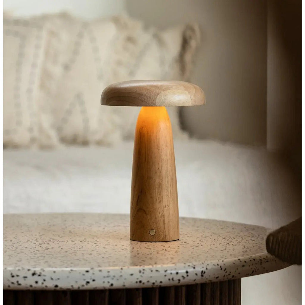 Lennart Lichtbruine houten oplaadbare tafellamp