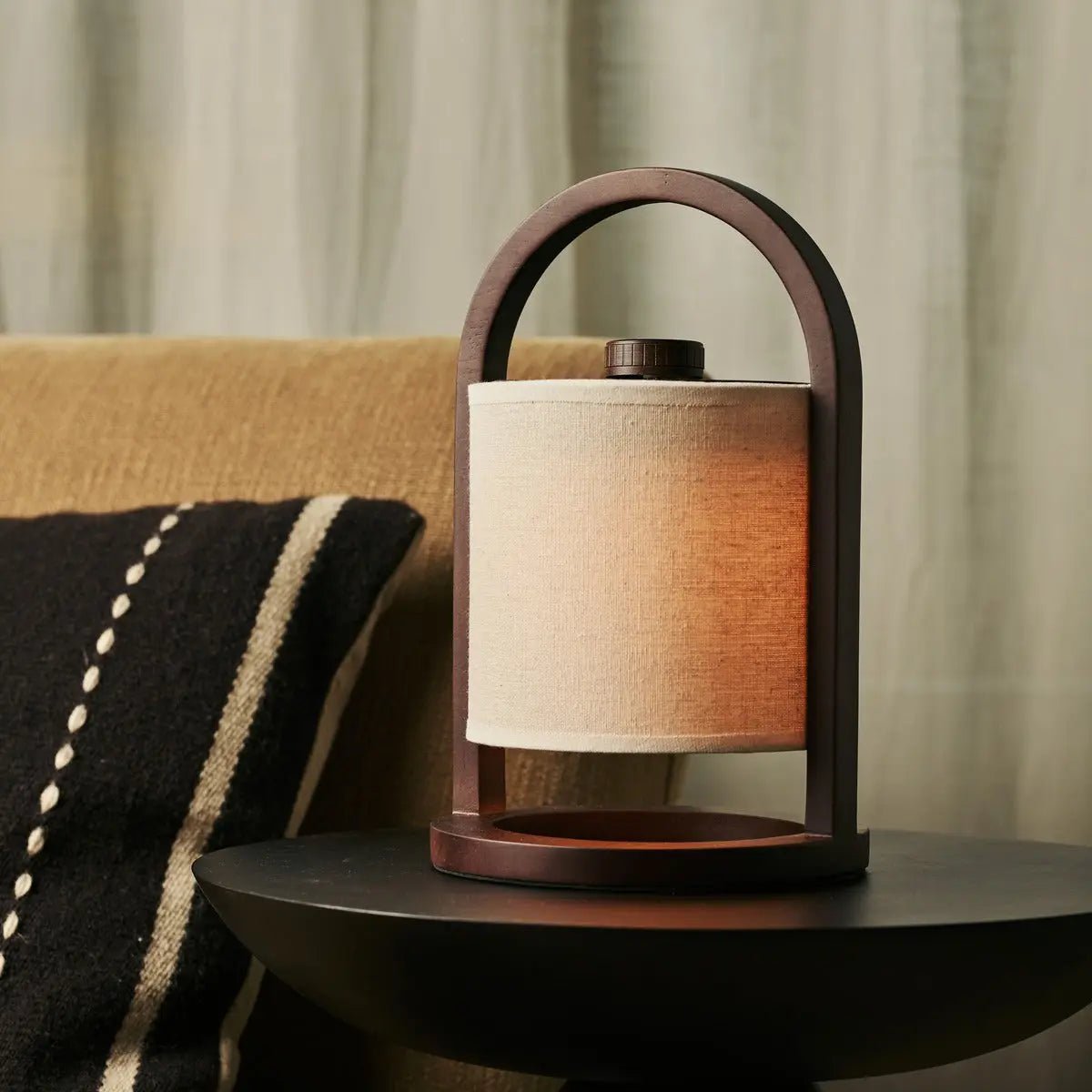 River donkerbruine houten oplaadbare lamp