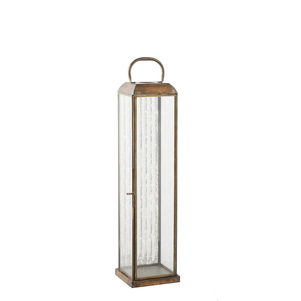 Herslev Lantaarn, glas/metaal, antiek messing look, 12x12x49 cm