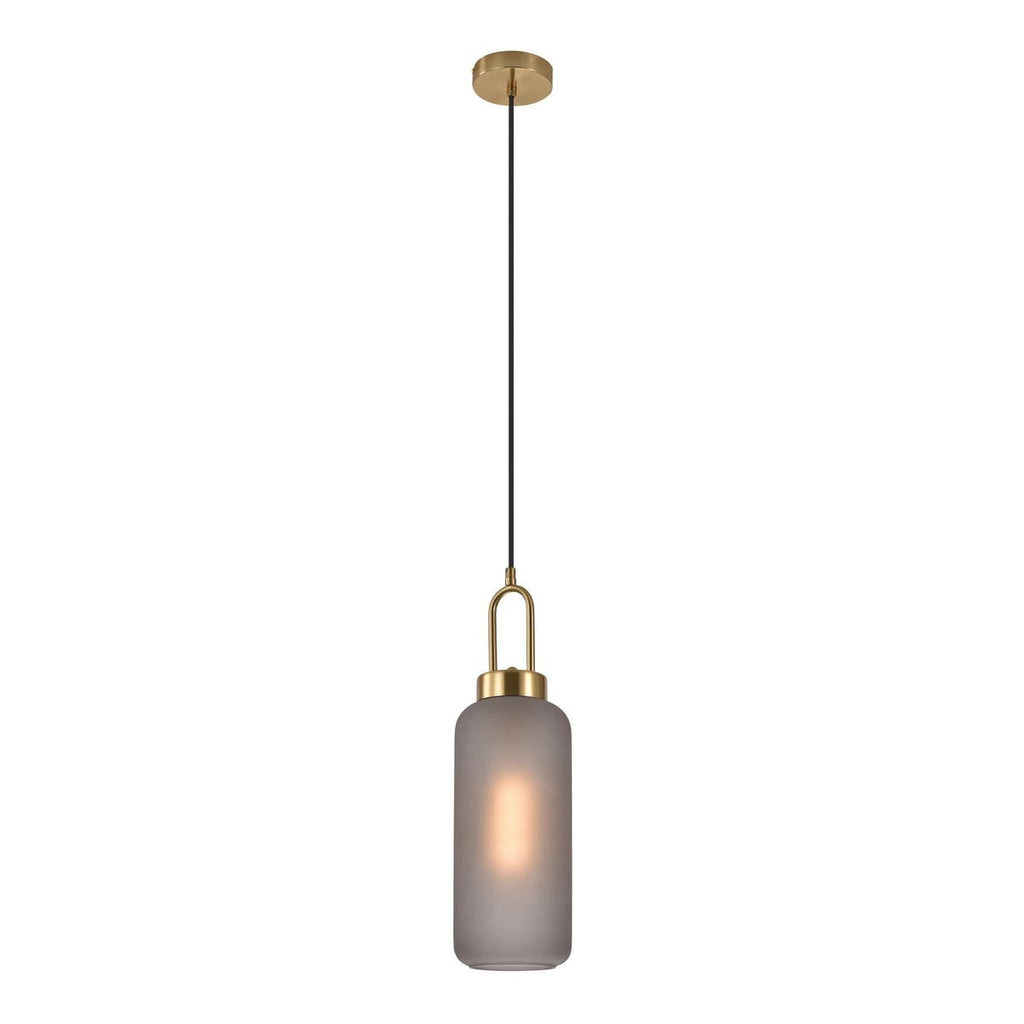 Luton Hanglamp - Messing, Mat Rookglas, Ø13 cm, 150 cm Stoffenkoord