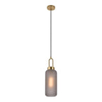 Luton Hanglamp - Messing, Mat Rookglas, Ø13 cm, 150 cm Stoffenkoord