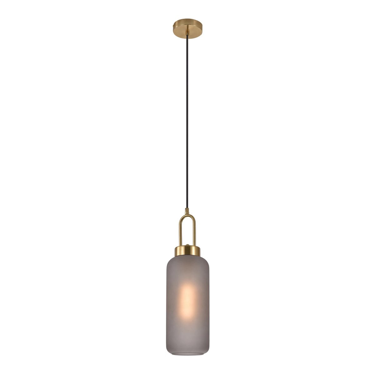 Luton Hanglamp - Messing, Mat Rookglas, Ø13 cm, 150 cm Stoffenkoord