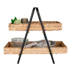 Alfaro Dienblad - Naturel/zwart, waterhyacint, metaal, 42x23x43,5cm