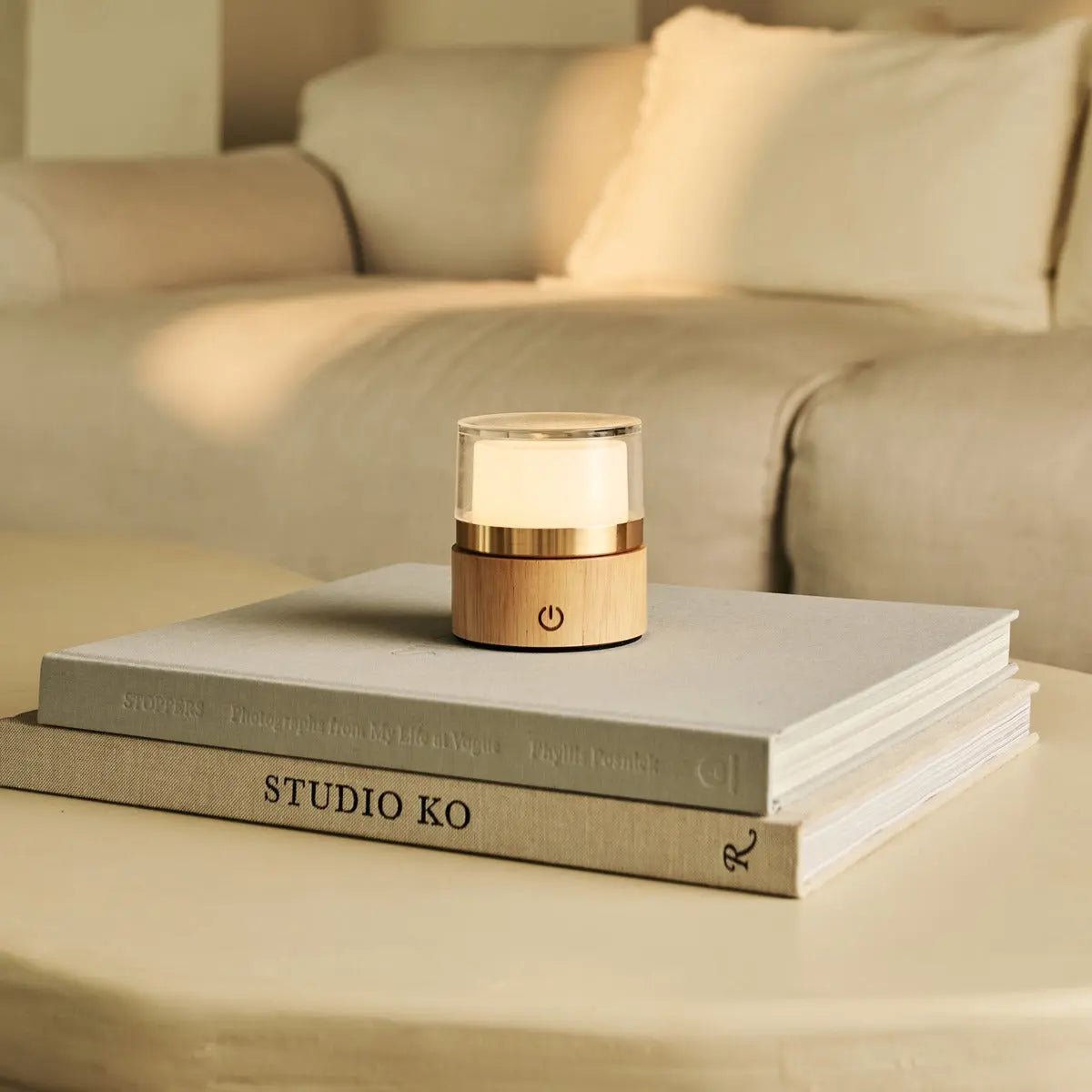 Leo Lichtbruine draadloze oplaadbare lamp