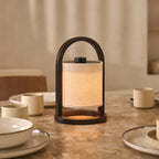 River donkerbruine houten oplaadbare lamp