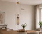 Luton Hanglamp - Messing, Mat Rookglas, Ø13 cm, 150 cm Stoffenkoord
