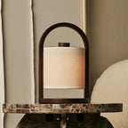 River donkerbruine houten oplaadbare lamp