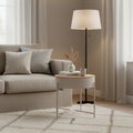 Sisco Side Table - Bijzettafel in beige-lichtgrijs gepoedercoat staal, Ø40x40 cm