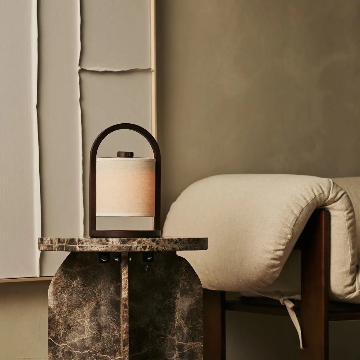 River donkerbruine houten oplaadbare lamp