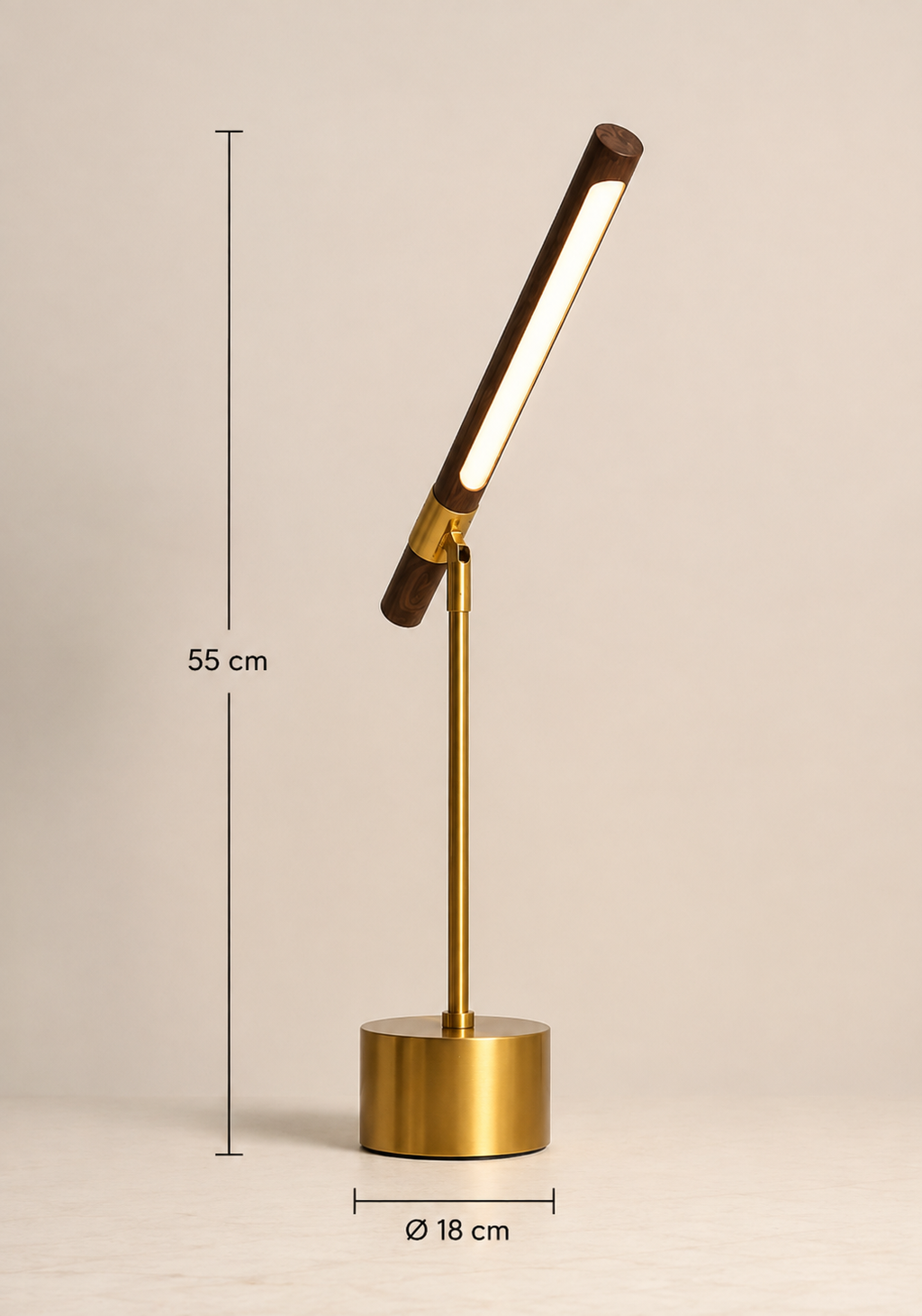 Livia goudkleurige metalen lamp met hout