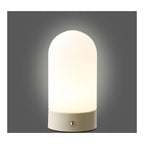 Ashford Tafellamp, metaal/PE, oplaadbaar, beige/wit
