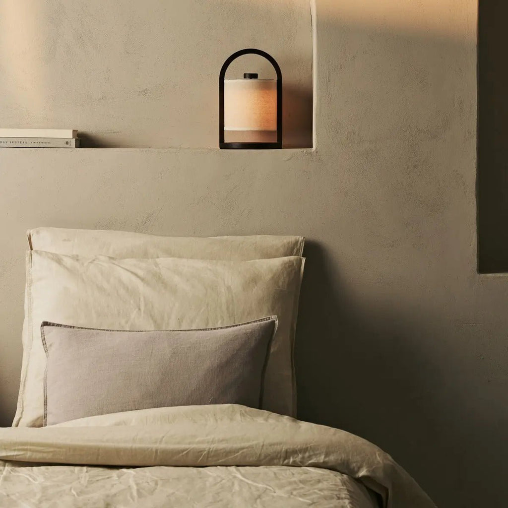 River donkerbruine houten oplaadbare lamp