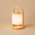 River lichtbruine houten oplaadbare lamp