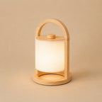 River lichtbruine houten oplaadbare lamp