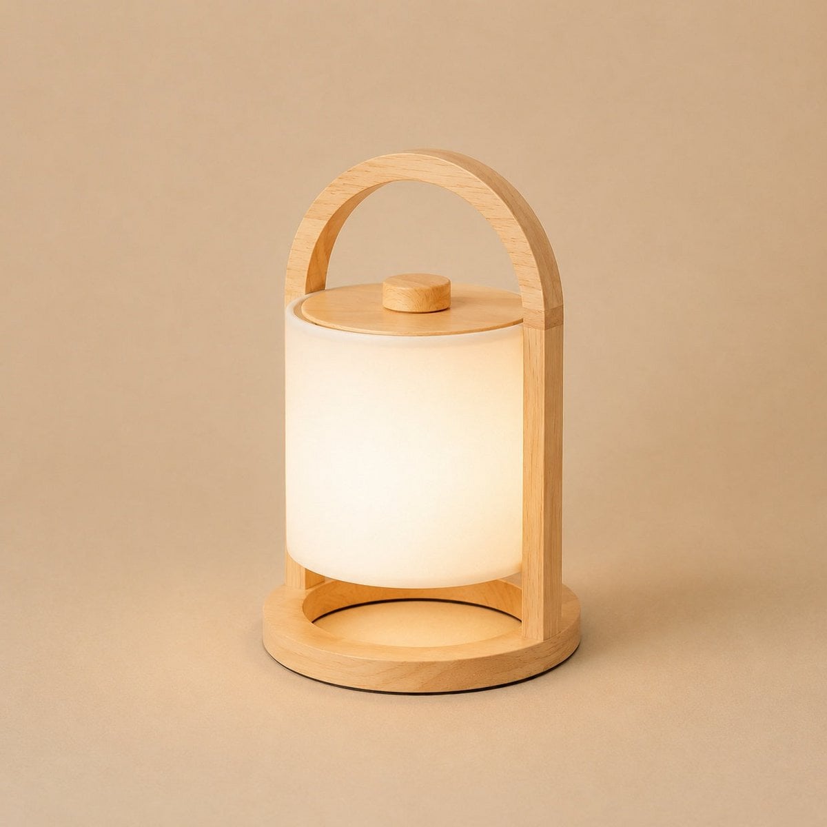 River lichtbruine houten oplaadbare lamp