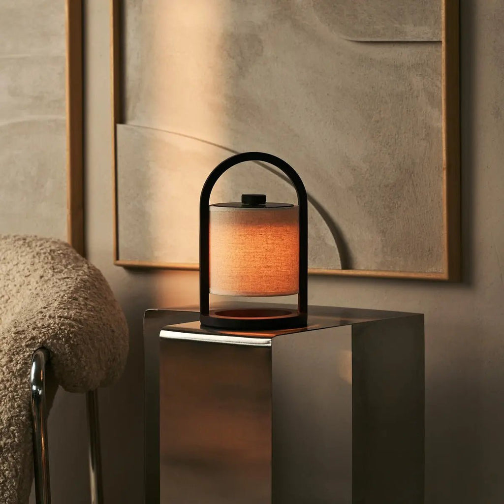 River donkerbruine houten oplaadbare lamp
