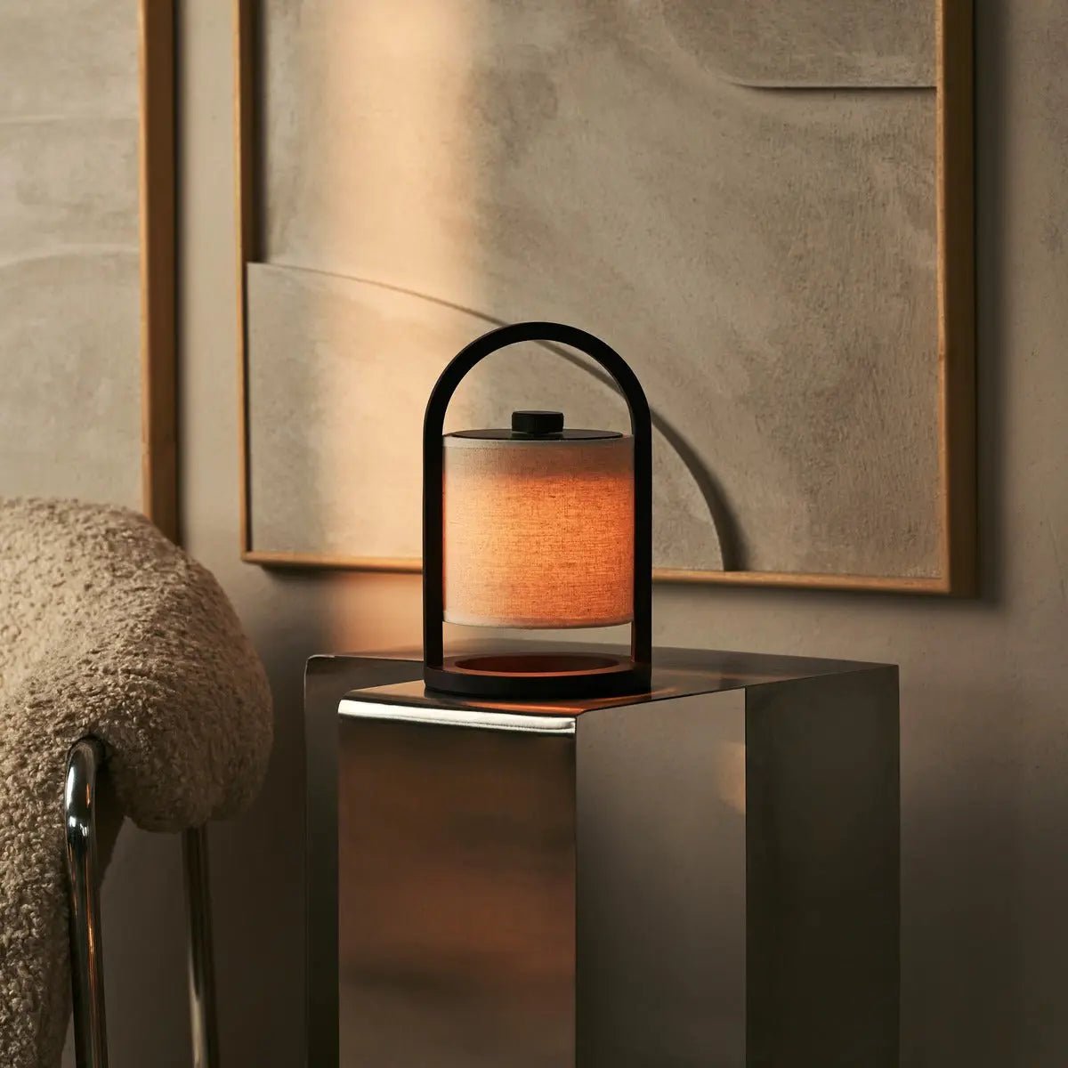 River donkerbruine houten oplaadbare lamp
