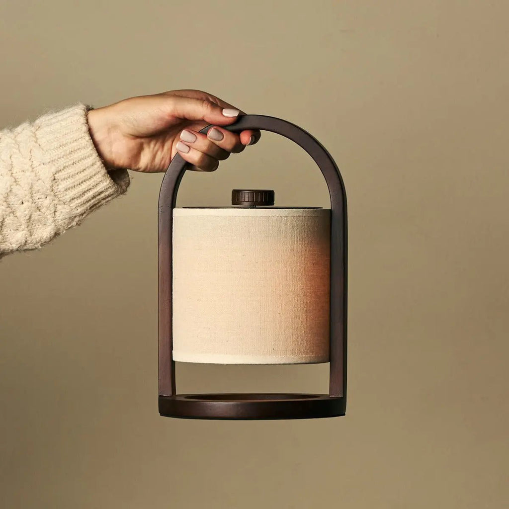 River donkerbruine houten oplaadbare lamp
