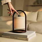 River donkerbruine houten oplaadbare lamp