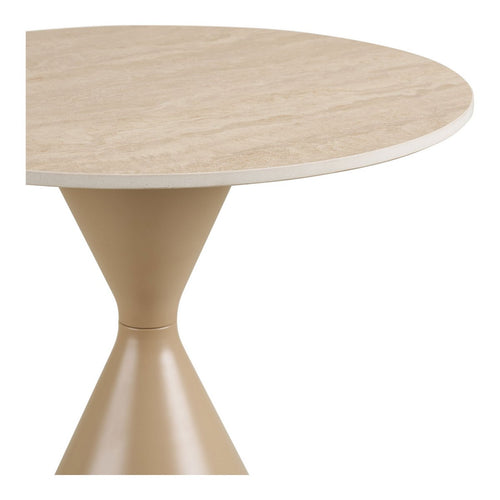 Annecy Bijzettafel, keramisch tafelblad/staal, travertijn/zand, ø50x56 cm