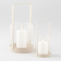 Hurricane kandelaar, glas, metaal, beige, set van 2