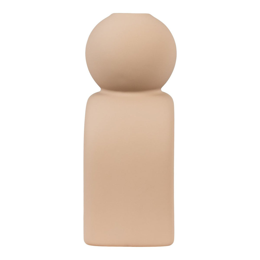 Kaarshouder steengoed bruin voor sfeervolle interieurs – bruin steengoed, 10,5 x 6,5 x 17 cm & warme uitstraling.
