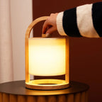 River lichtbruine houten oplaadbare lamp
