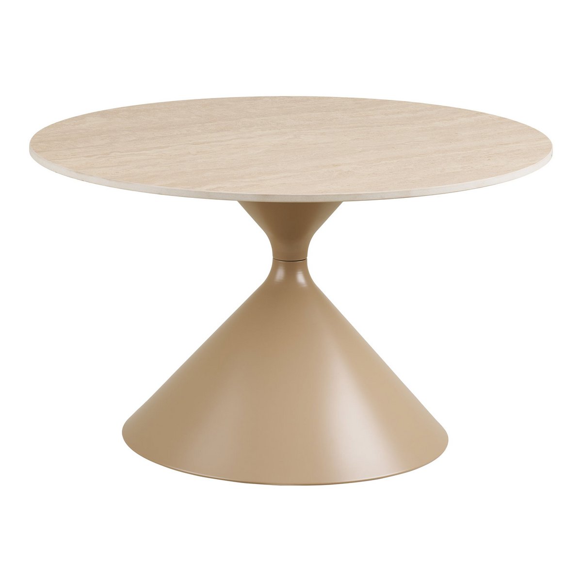 Annecy Salontafel, keramisch tafelblad/staal, travertijn/zand, ø70x41 cm