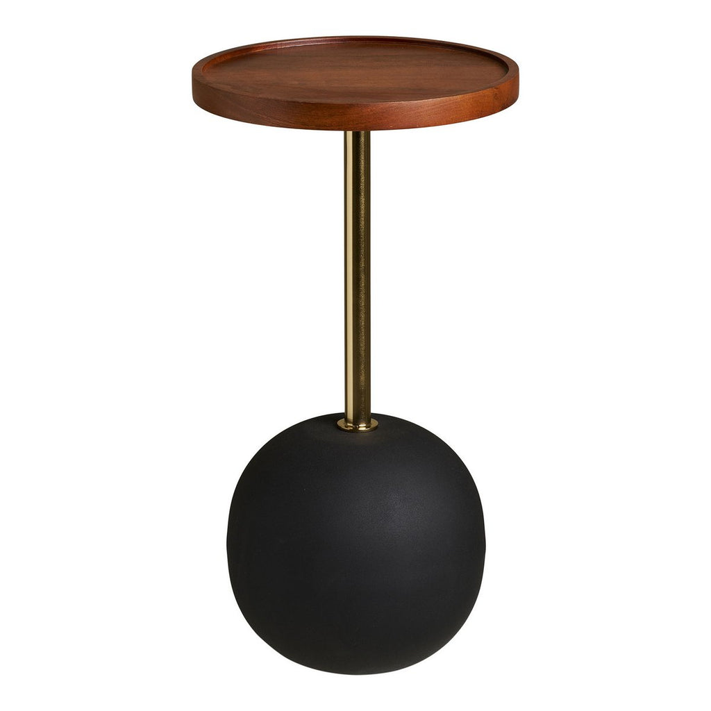 Sirone Bijzettafel, mangohout/staal, zwart/messing look/donkerbruin, Ø30x56 cm