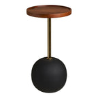 Sirone Bijzettafel, mangohout/staal, zwart/messing look/donkerbruin, Ø30x56 cm