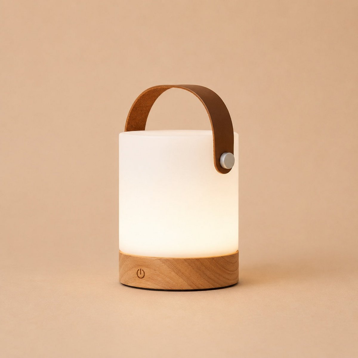 Avery lichtbruine oplaadbare houten tafellamp