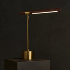 Livia goudkleurige metalen lamp met hout