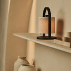 River donkerbruine houten oplaadbare lamp