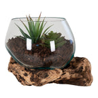 San Marino Waterdrop - Natuurlijk, Teakhout/Glas/Staal, 15x15x15 cm