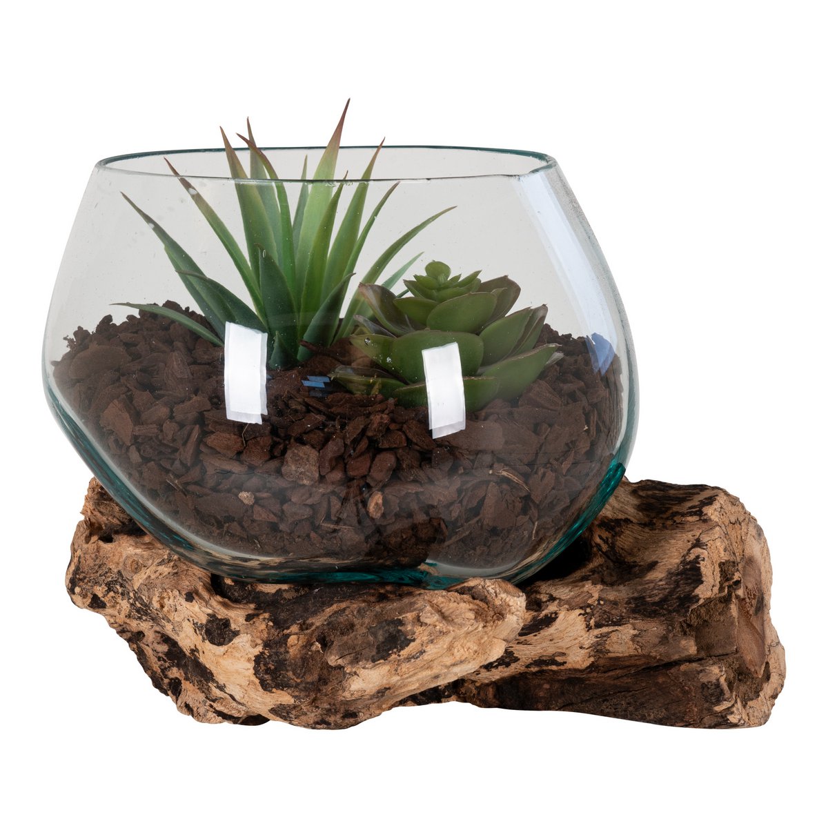San Marino Waterdrop - Natuurlijk, Teakhout/Glas/Staal, 15x15x15 cm