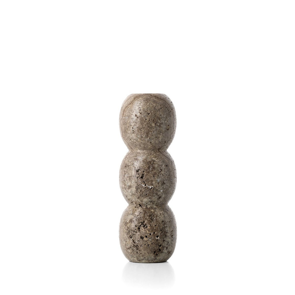 De Travertijn Totem Taper Kaarsenhouder - Grijs - L