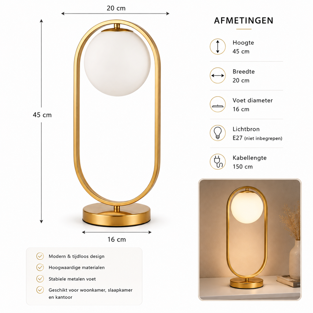 Emma Taffellamp White Gold